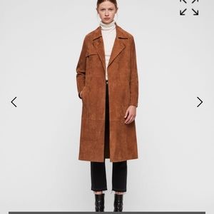 New All Saints Ember Trench Coat in Cognac Brown